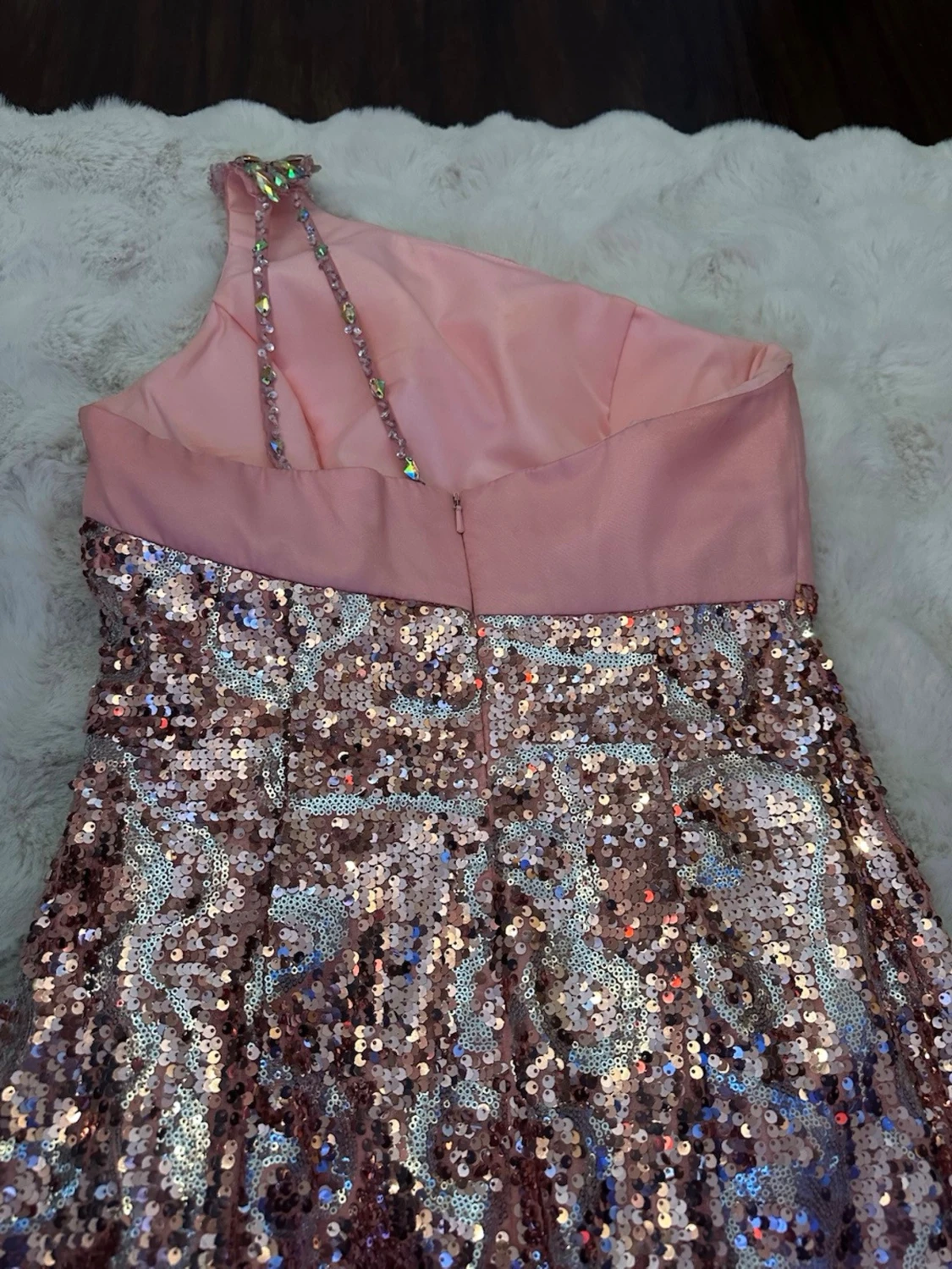 Rosa glittrig långklänning - 2