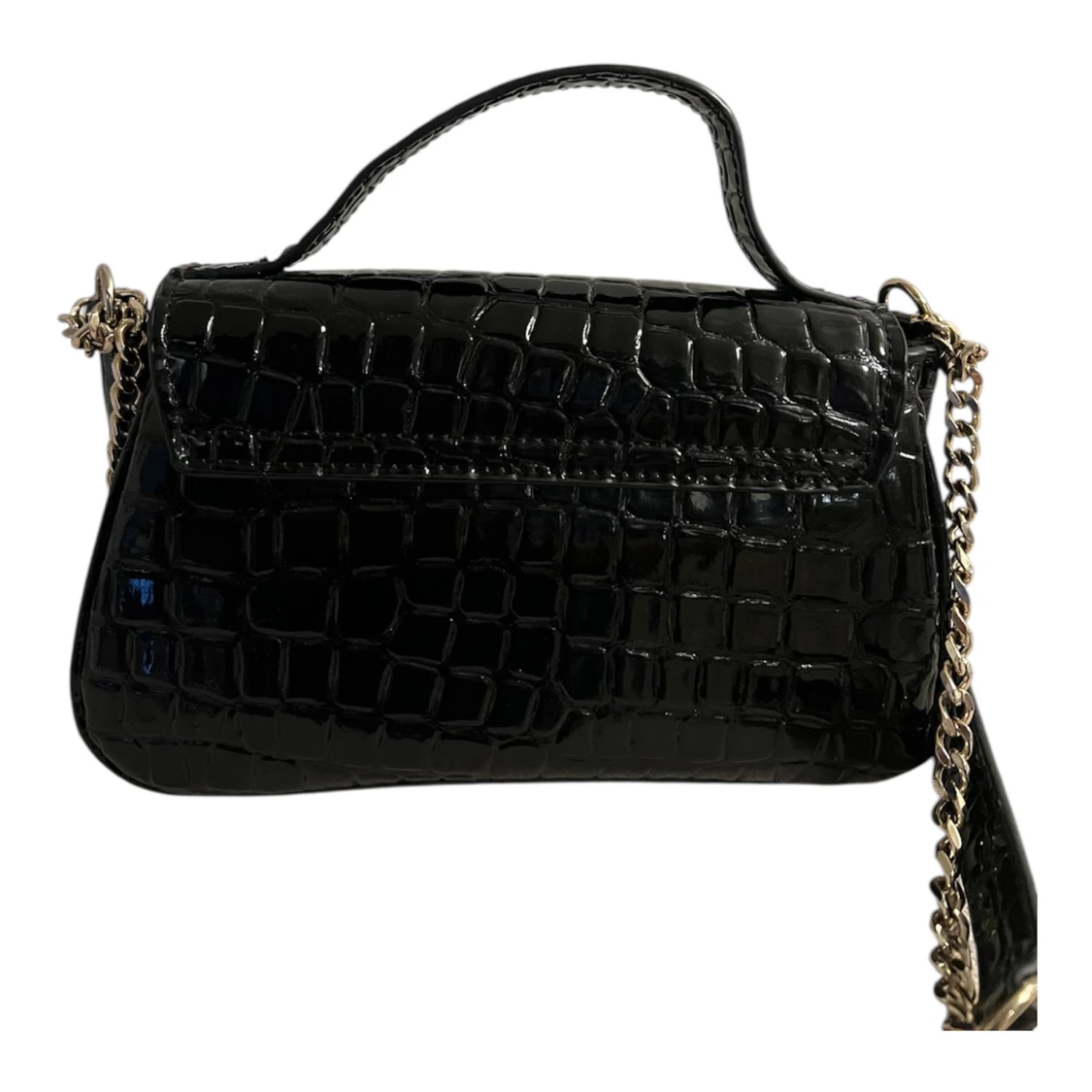 Zara axelväska med krokoprägling - svart - 2