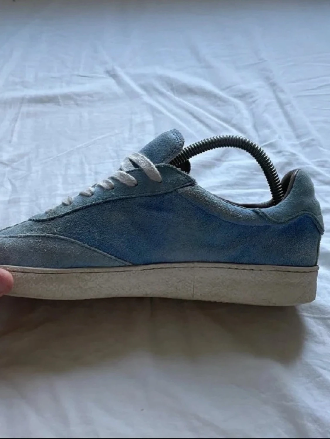 All Saints ljusblå sneakers mocka - 3