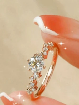 glittrande ring med stenar, justerbar  -  glittrande ring med stenar 