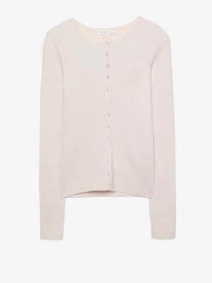 Beige ribbad kofta från strandivarius - Ribbad kofta från strandivarius med figurnära passform och med jätte mjukt och stretchigt tyg.Endast använt ca 2 gånger.