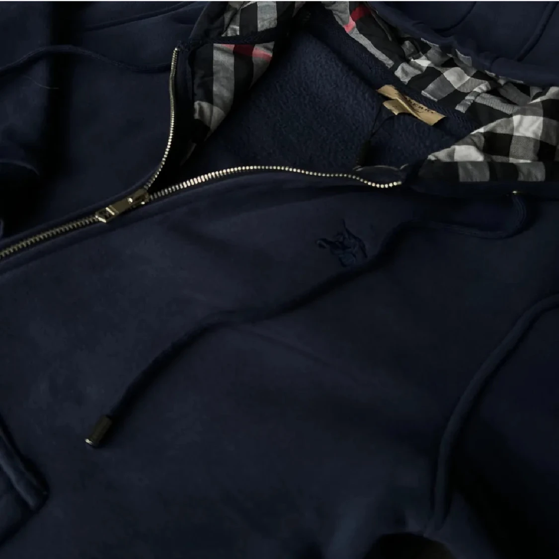 Marinblå Burberry hoodie med dragkedja - 1