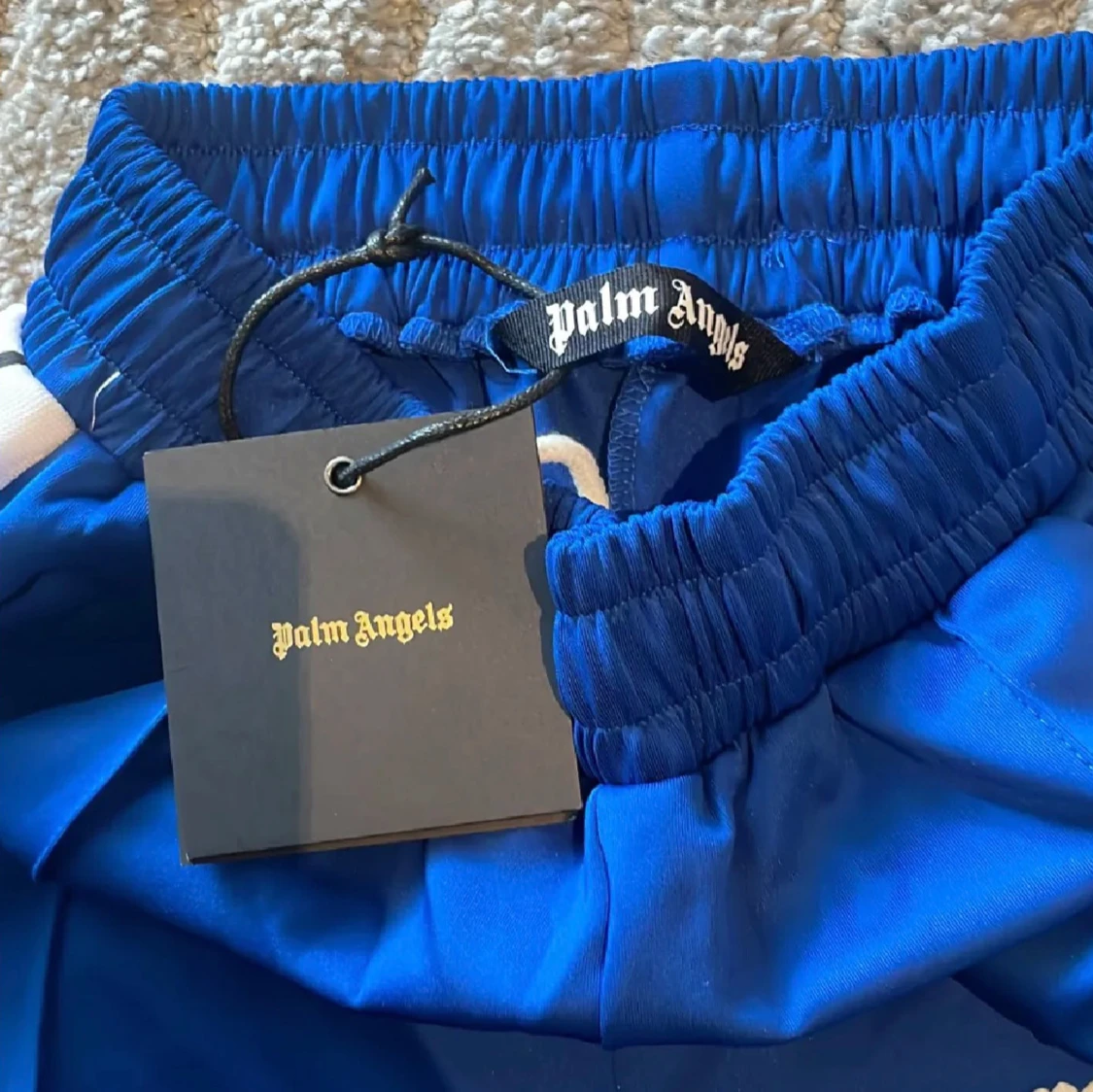 Blå Palm Angels shorts med vita ränder - 2