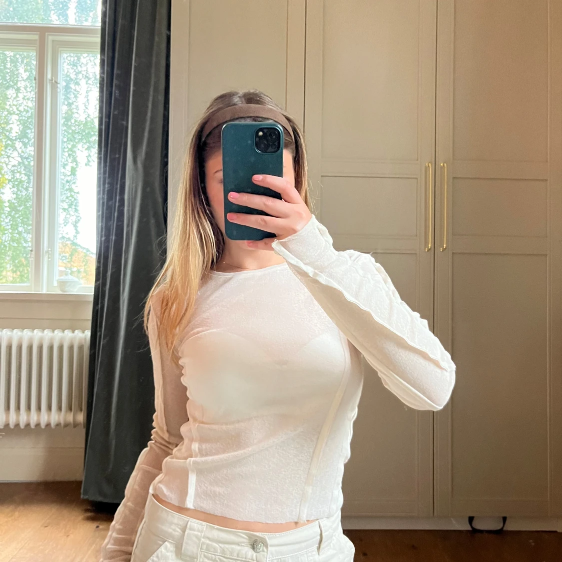 Off-white långärmad meshtröja