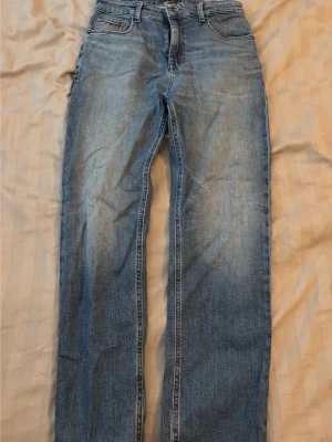 tommy hilfiger ljusblåa jeans - säljer feta tommy hilfiger jeans passform som sitter bra i midjan, storlek pä jeansen L, bra skick bara att den är lite skrynklig, går bort i tvätt, säljs på grund att jag behöver pengar 