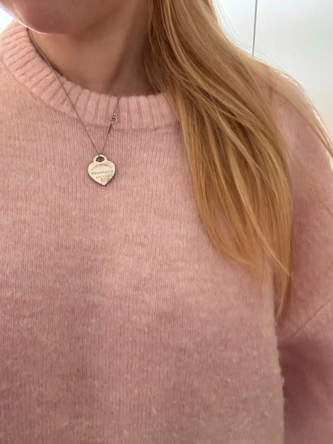 Ljusrosa oversized stickad tröja - 1