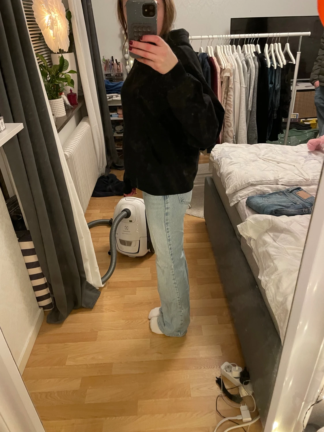 Ljusblå bootcut jeans med hög midja - 1