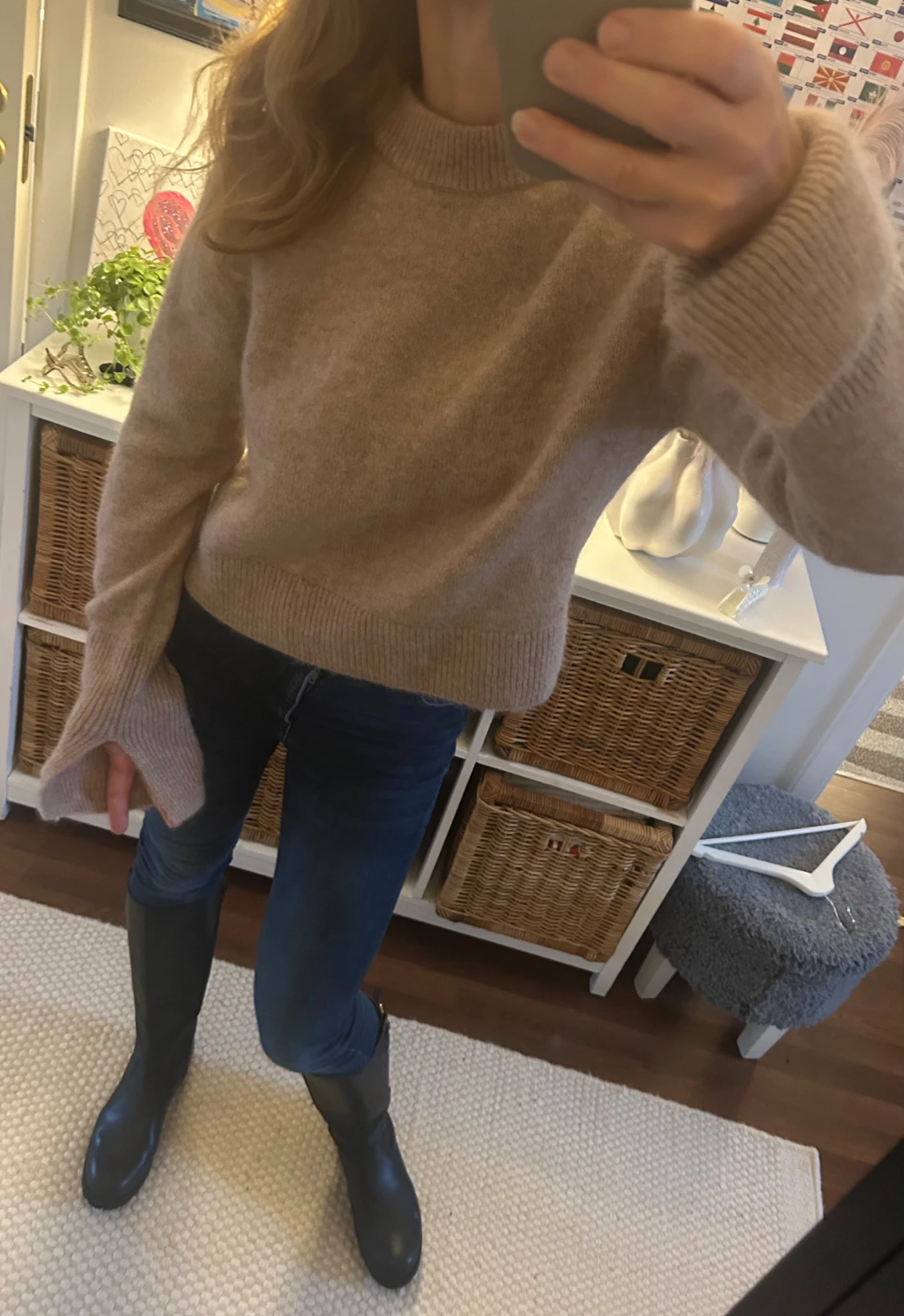  Nyskick Beige stickad tröja ull & mohair från H&M Stl s - 3