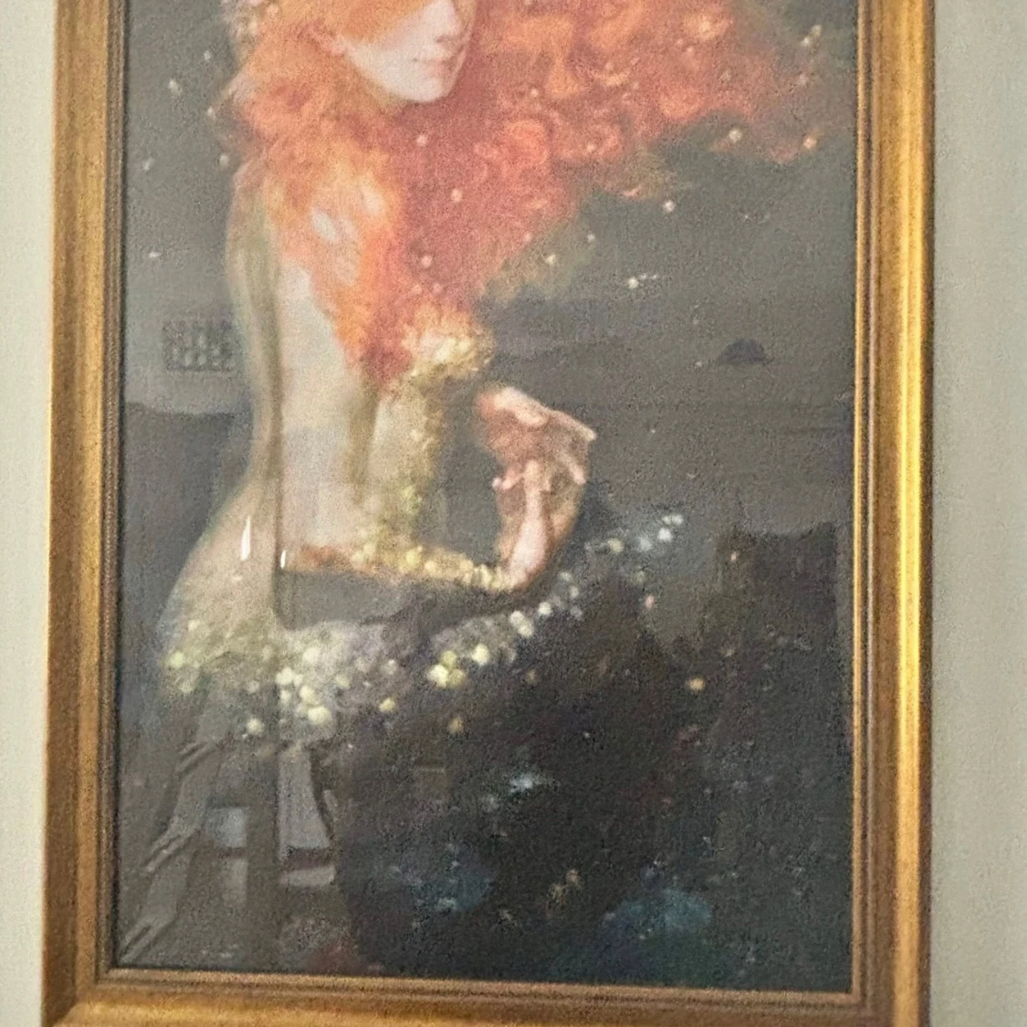 TAVLA MED GULD RAM SJÖJUNGFRU  - 3