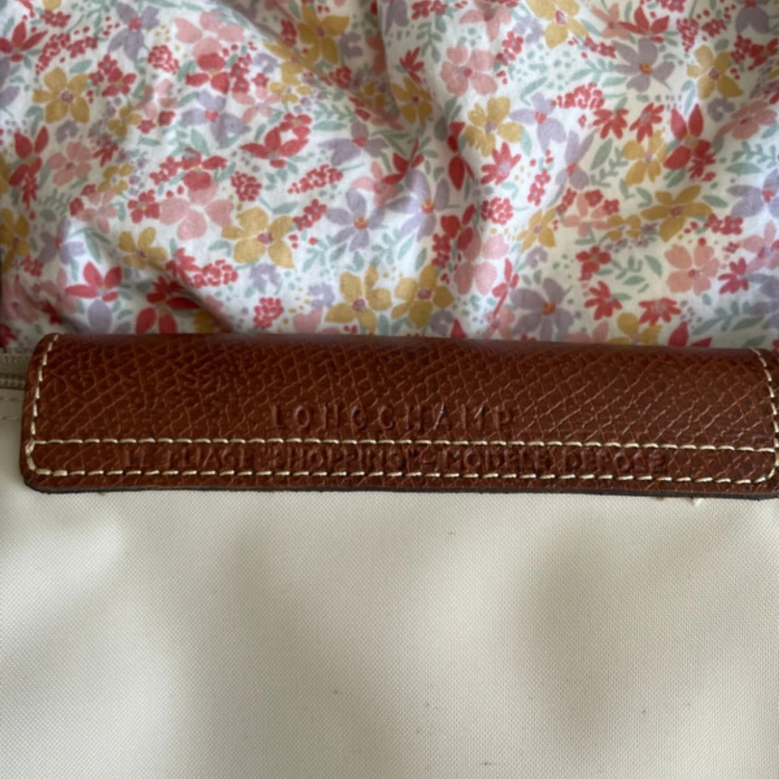 Beige Longchamp axelväska med skinn - 1