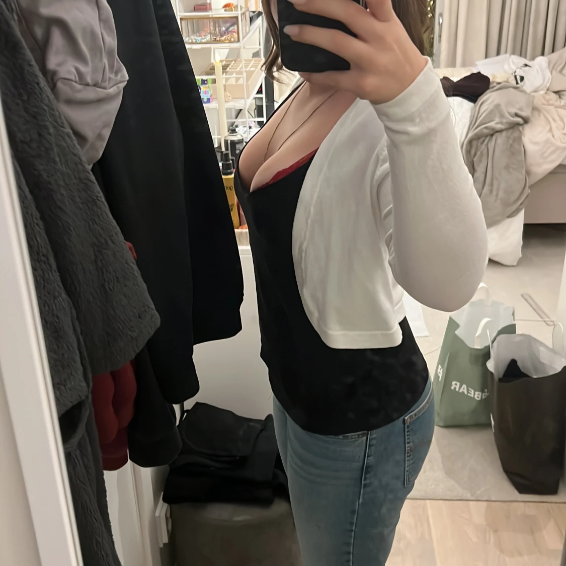 Vit kort kofta från Kaffe, stl M