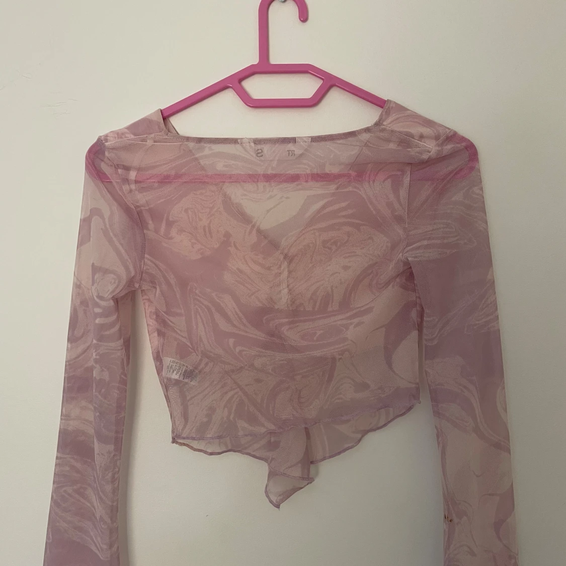 Rosa mesh blus med marmorprint - 1