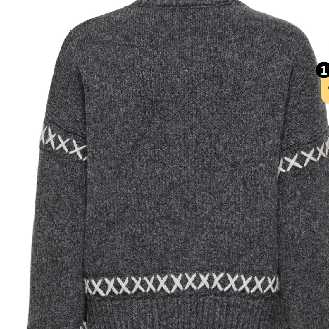 Mörkgrå stickad tröja med vita detaljer - 1