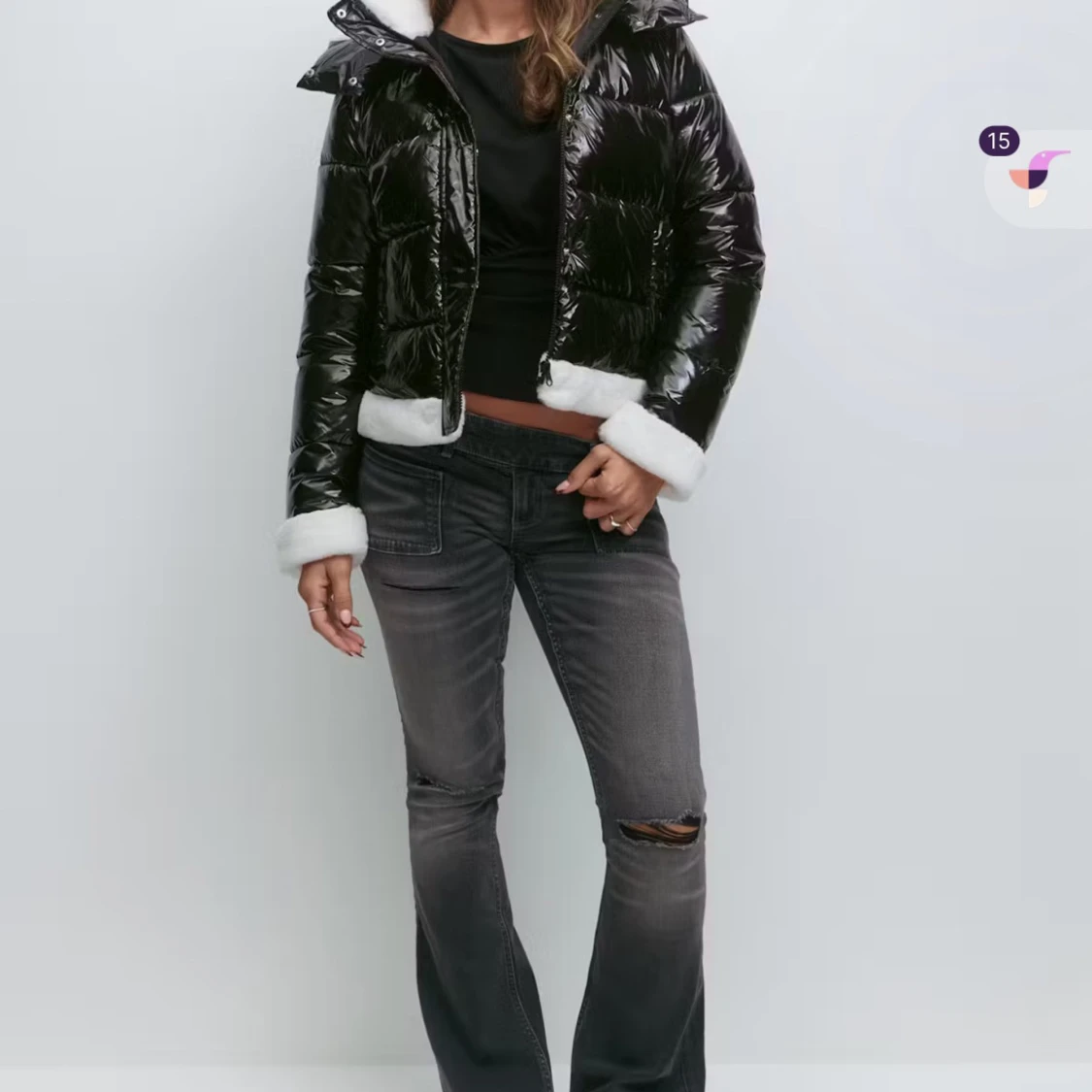 Puffer jacka med vitt fluff  - 2