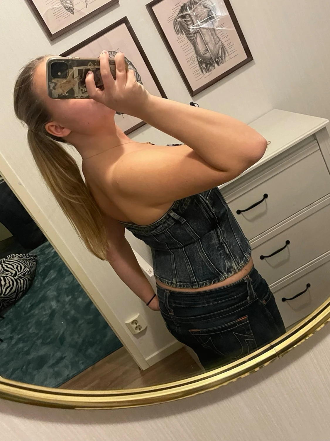 Mörkblå denim tubtopp - 1