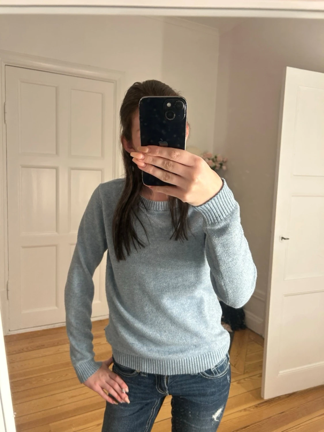 Ljusblå stickad tröja från Vila