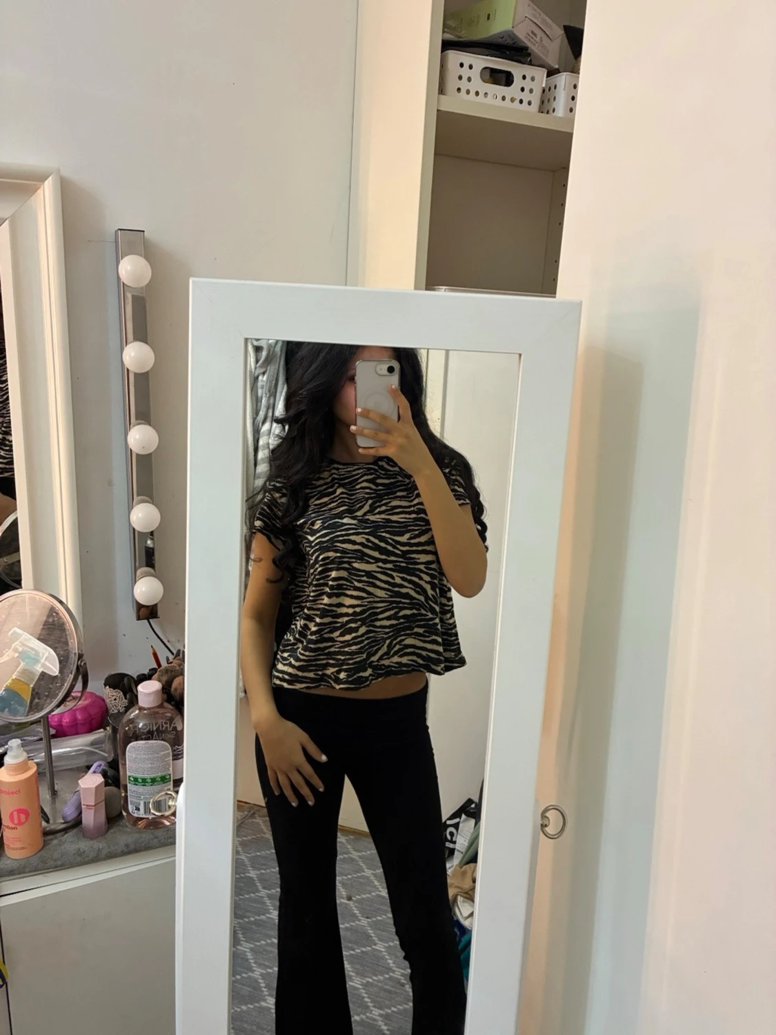 Zebramönstrad croppad topp