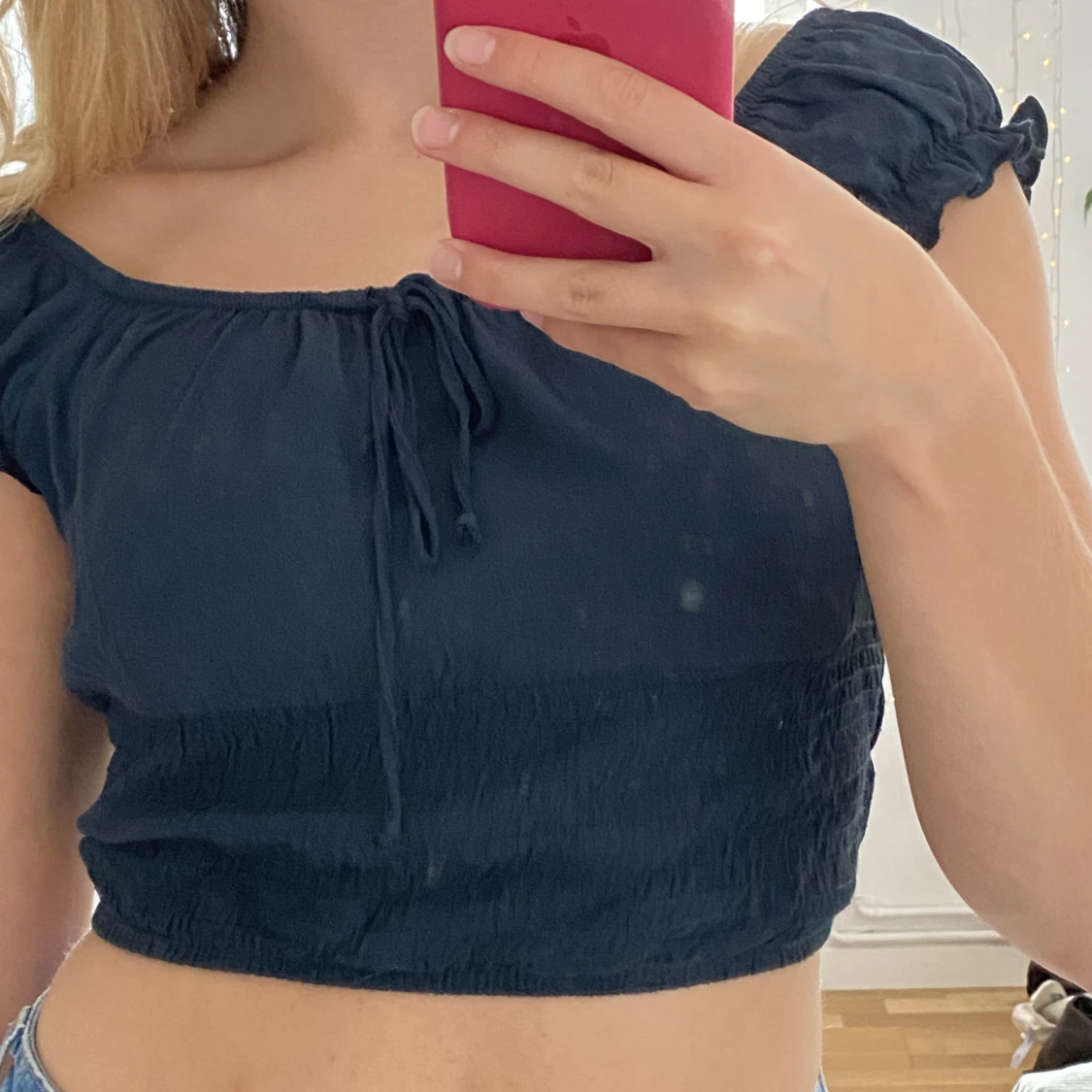 Mörkblå offshoulder topp - 91