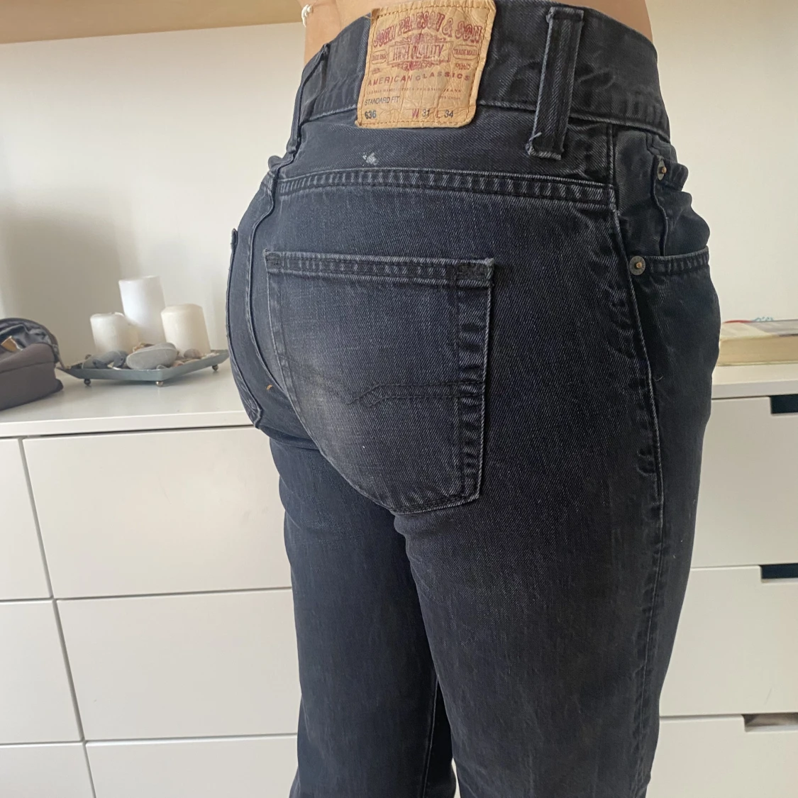 Gråa lowrise baggy jeans  - 91