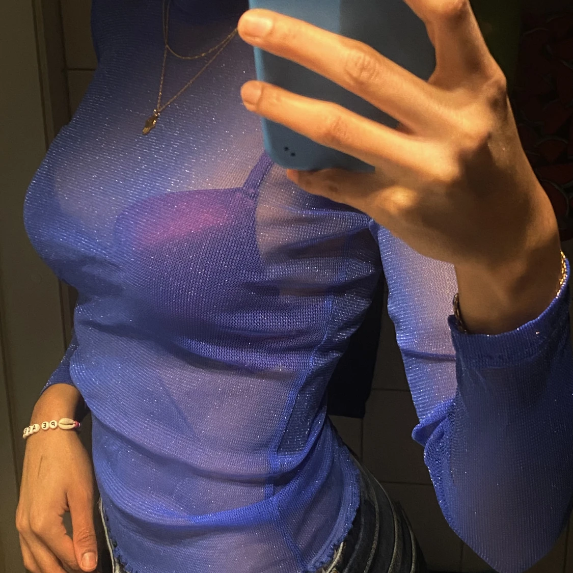 Glittrig see through topp