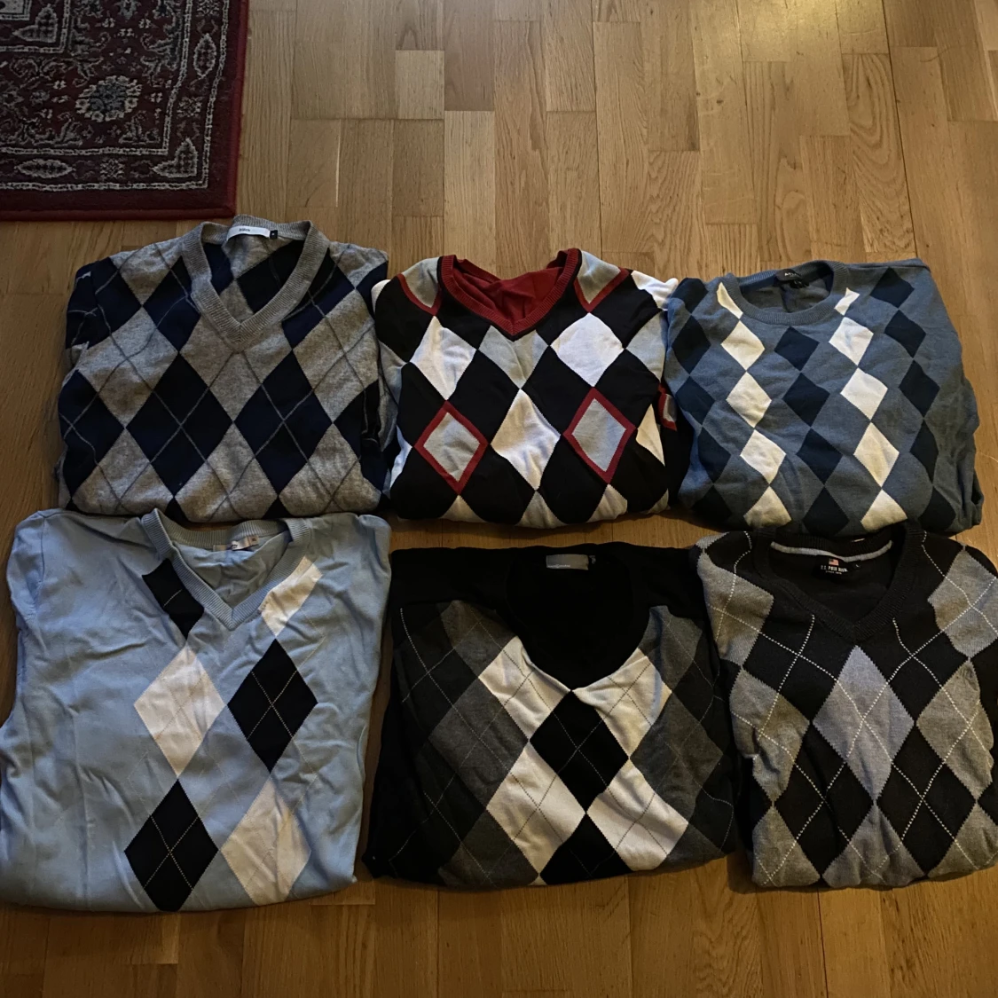 Ljusblå Argyle tröja - 90