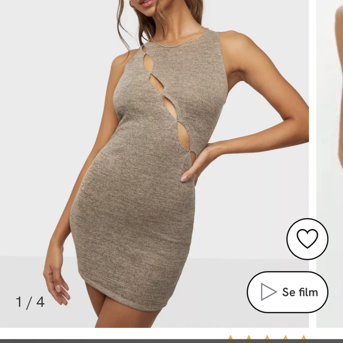 Nelly beige cut out klänning 