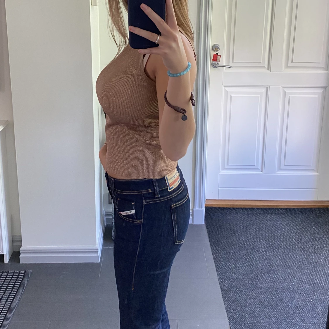 Guldigt glittrigt linne från mango - 91