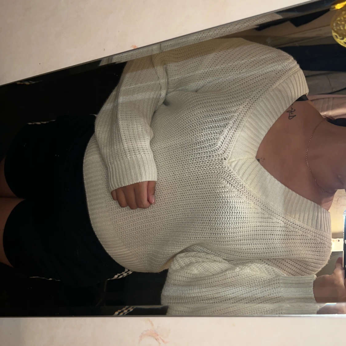 Vit stickad tröja - 91