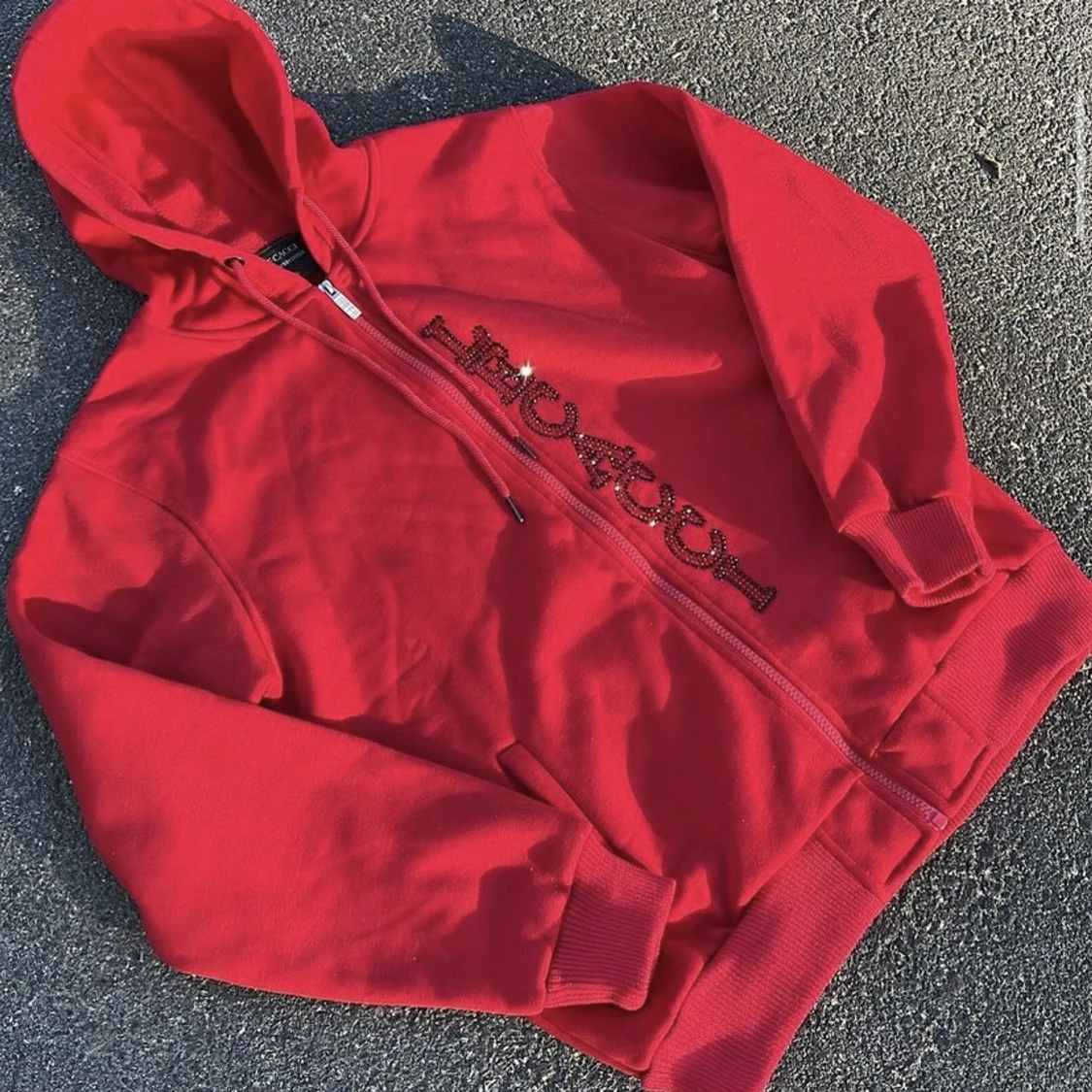 Rhinestone zip up hoodie - 90