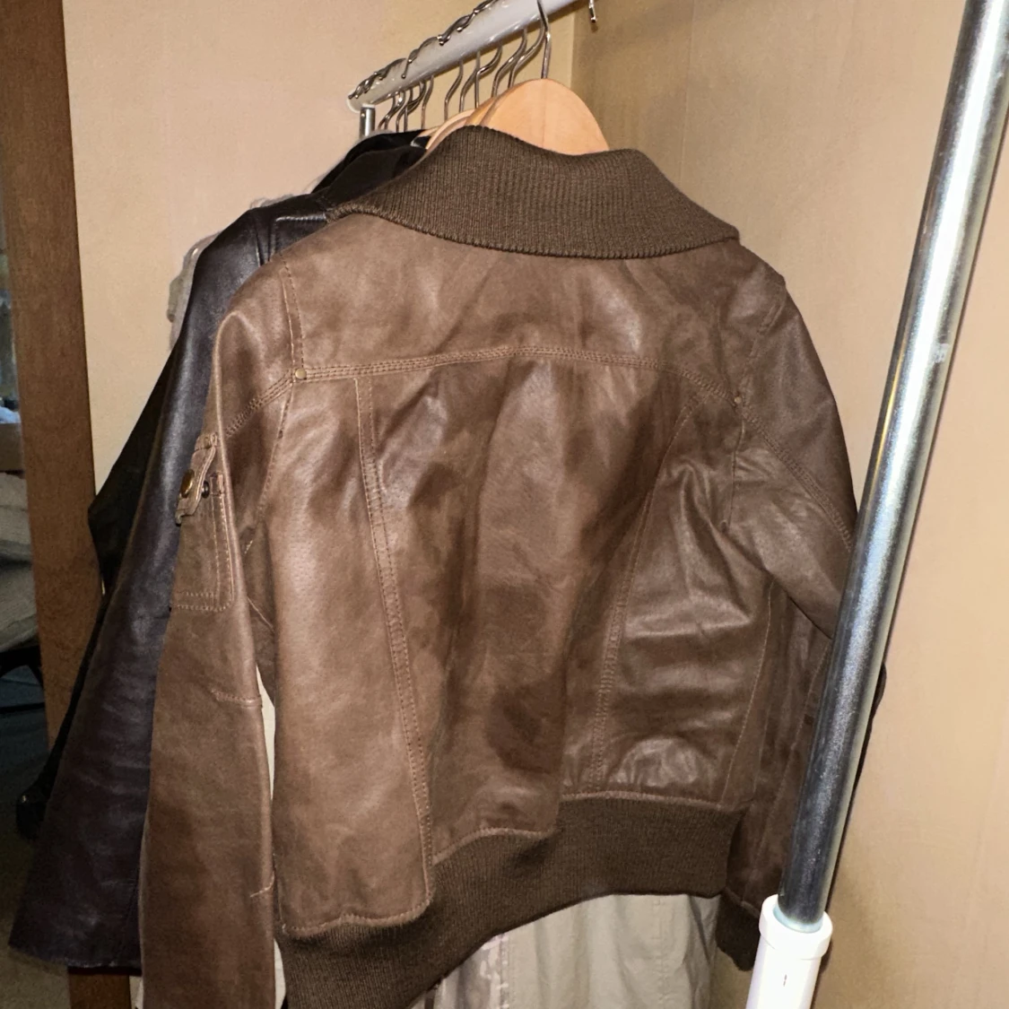 Äkta skinn bomberjacka  - 90
