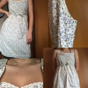 Supersöt Marc O’ Polo klänning - Thriftad vintage supersöt vit klänning från Marc O’ Polo med småblommigt mönster.  OBS: lite missfärgad i armhålorna, inte så märkbart när den är på. 