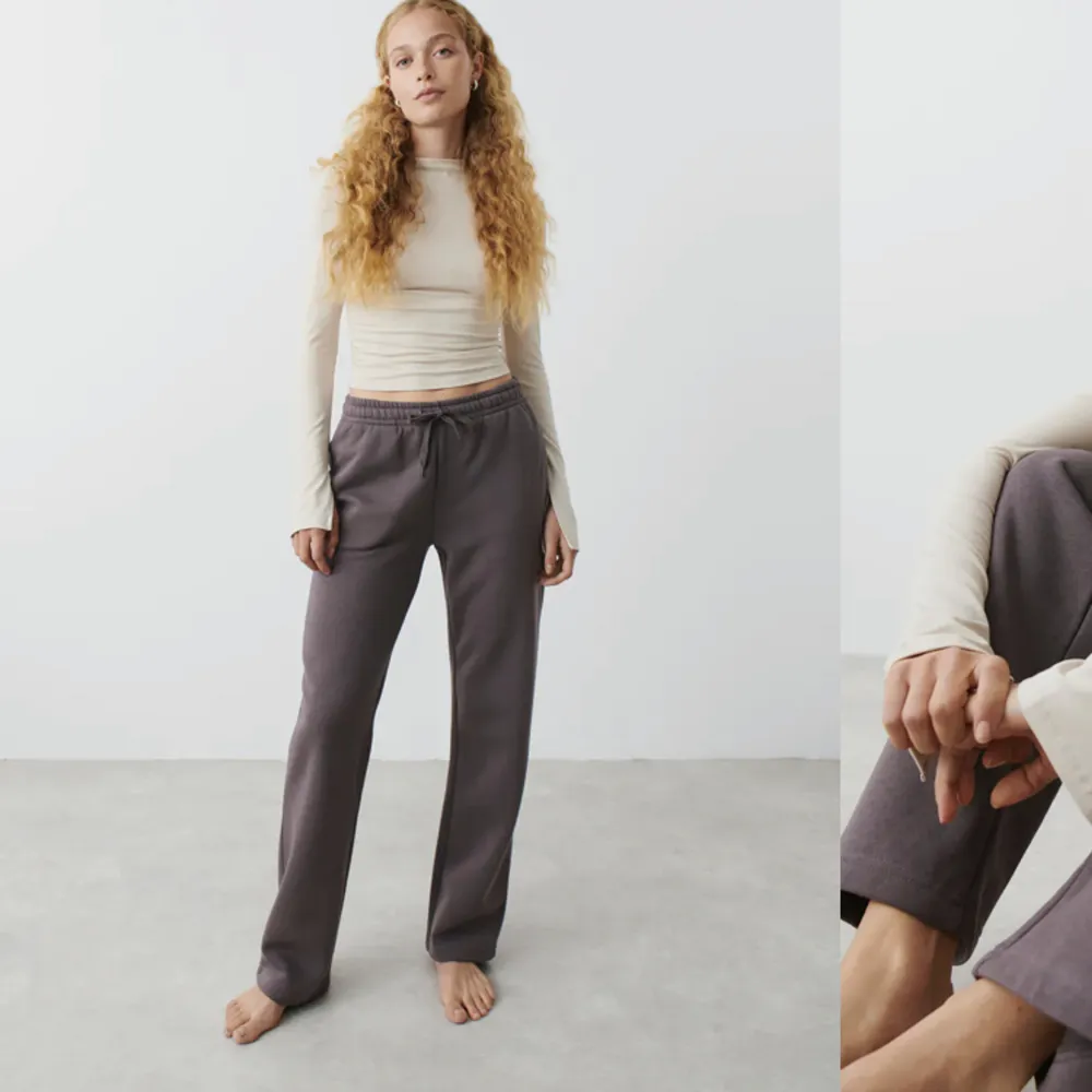 Mjukisbyxor från Gina i storlek S! Säljer pga köpt en annan storlek 🥰 Har likadana gråa i storlek M. Jeans & Byxor.