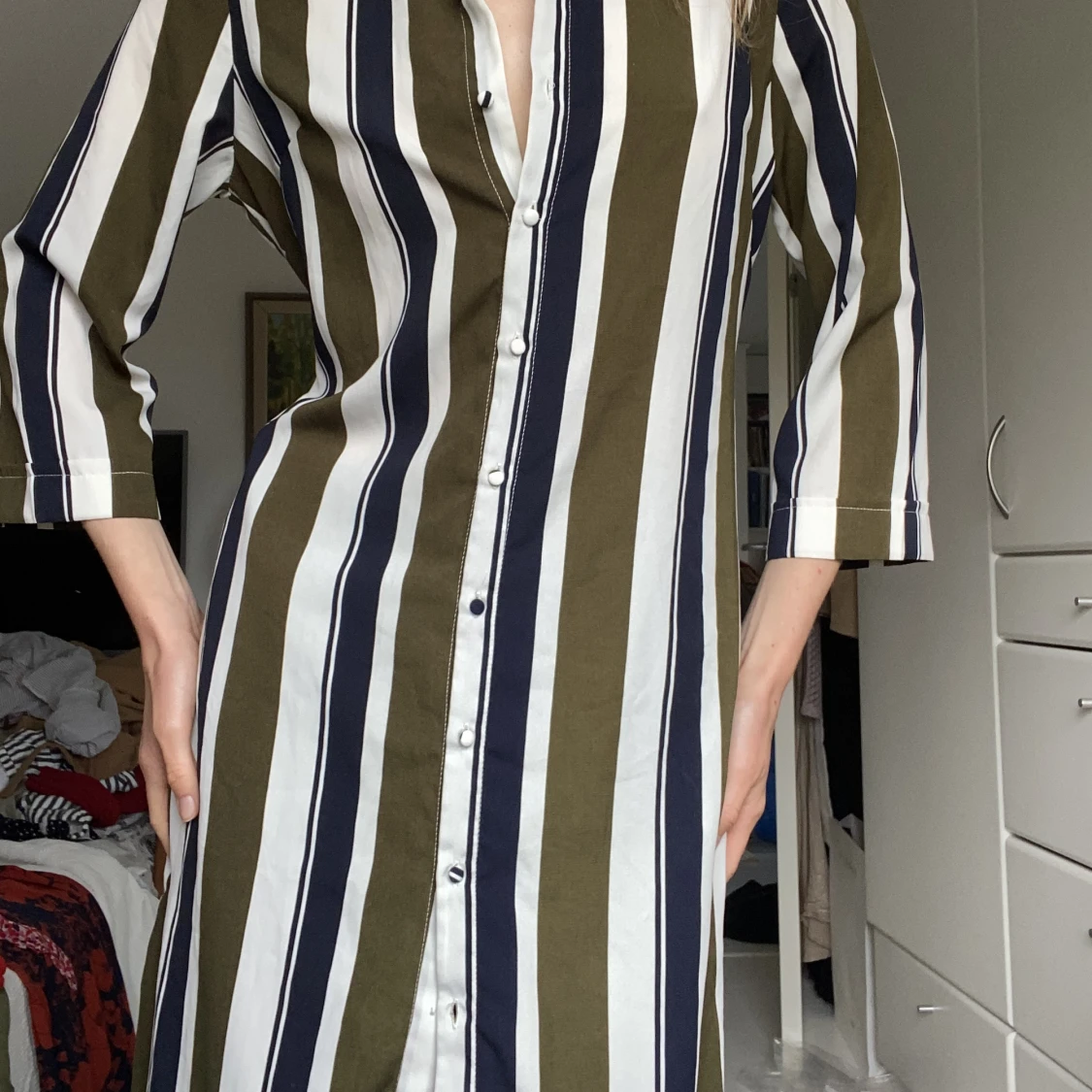 GREEN MIDI SHIRT DRESS - 90