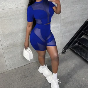 Tvådelad outfit  - Blå Tvådelad outfit, strl S med stretch 