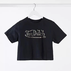 Cropped Von Dutch T-Shirt - Cropped Von Dutch t-shirt i storlek 10 i bra skick. Köparen står för frakt.