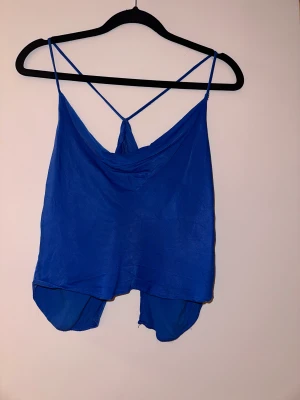 Blå satin topp - Blå satin topp från zara i storlek M med öppen rygg, knappt använd💙