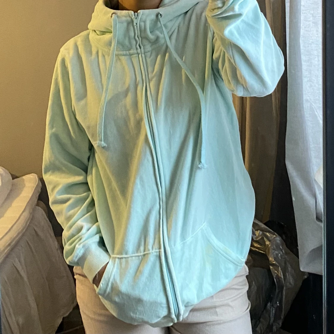 Blå kofta med hög krage - 90