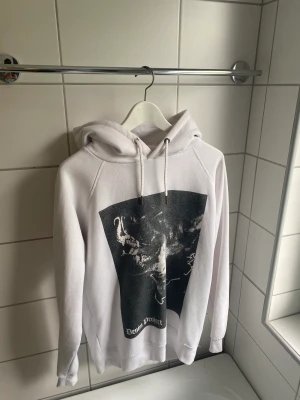 Hoodie med tryck - Vit hoodie med tryck i storlek M, bra skick! 