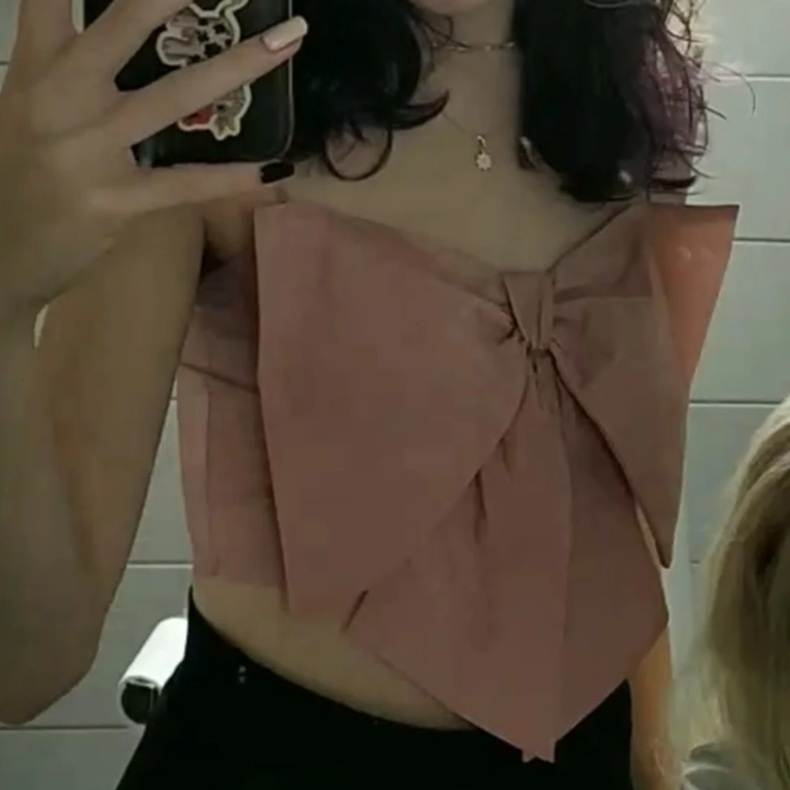 Rosa topp med rosett  - 90