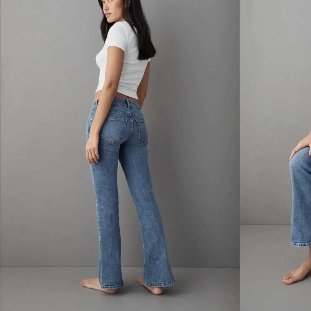 Skitsnygga lågmidjade jeans från Gina Tricot som tyvärr är för långa på mig⚡️de är i en mörkare tvätt än på bilden! Nyskick, därav priset men det går att diskutera. Jeans & Byxor.