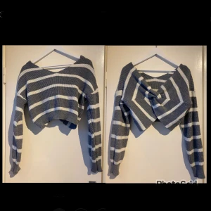 Varm stickad tröja med knut i ryggen - Varm och bekväm stickad tröja med öppen rygg, säljer då den inte längre kommer till användning☺️