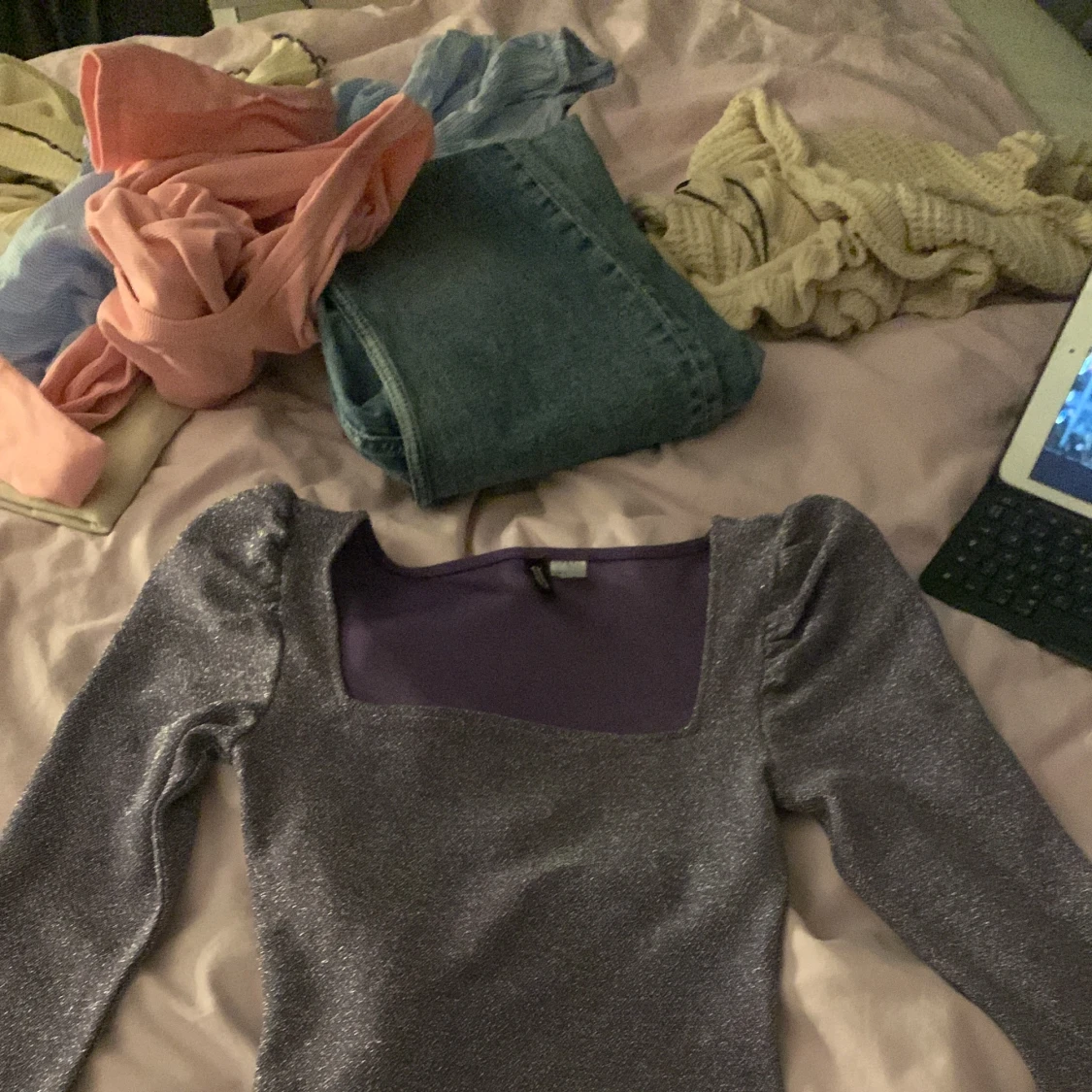 Glitter tröja lila  - 90