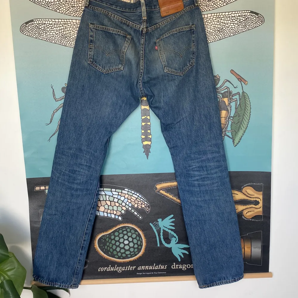 Ett par Blåa Levis jeans. Passar 30x32. Mindre hål i skrevet.. Jeans & Byxor.