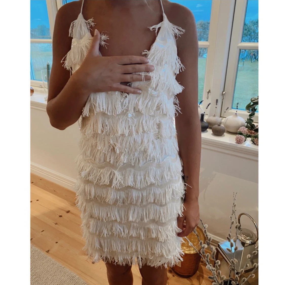 Krämvit klänning  - 90