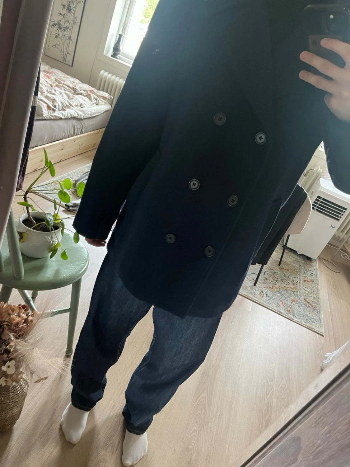 Mörkblå skepparkavaj med dubbelknäppning - 2