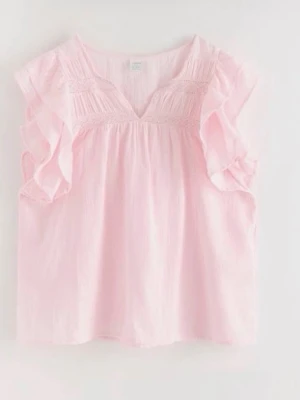 Rosa volang blus  - Rosa blus från Lindex i storlek 146/152, 10-12 år. I jättefint skick, passar perfekt till sommaren eller till ett par jeans!💘