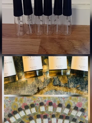 Essnce/Curiosa reasplitpaket💟 - 6 stycken 3 ml glasdekanter med spray 🔅Välj bland dofterna som finns på listor bland bilderna 🔅Jag sätter etiketter på dekanterna 