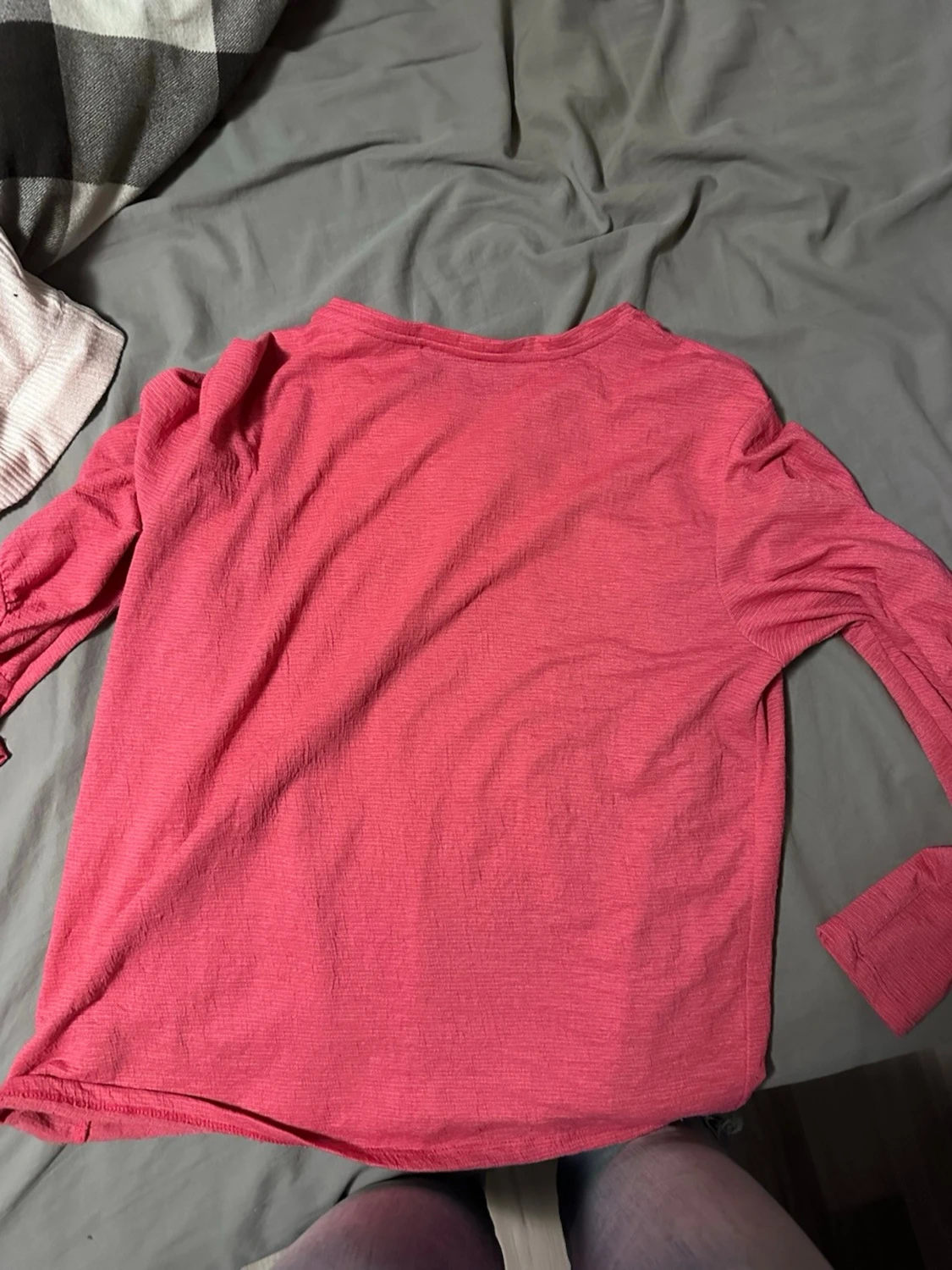 Rosa långärmad topp med puffärm - 2