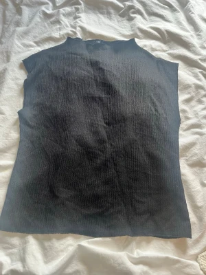 Svart ribbad ärmlös topp 157 - Säljer en svart ribbad topp från 157 Black Label Collection. Toppen är ärmlös med hög hals och har en stretchig, strukturerad känsla. Perfekt att styla med jeans eller kjol för en clean look. Den är jätte fin på alla årstider och passar till nästan allt. 
