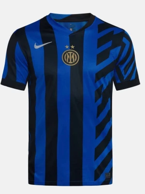 Inter Milan blå och svart matchtröja - Snygg Inter Milan matchtröja från Nike i blått och svart med ikoniska ränder och klubbmärke på bröstet. Tröjan har korta ärmar, V-ringning och två stjärnor ovanför klubbmärket. Perfekt för fotbollsträning eller att bära som supporter.